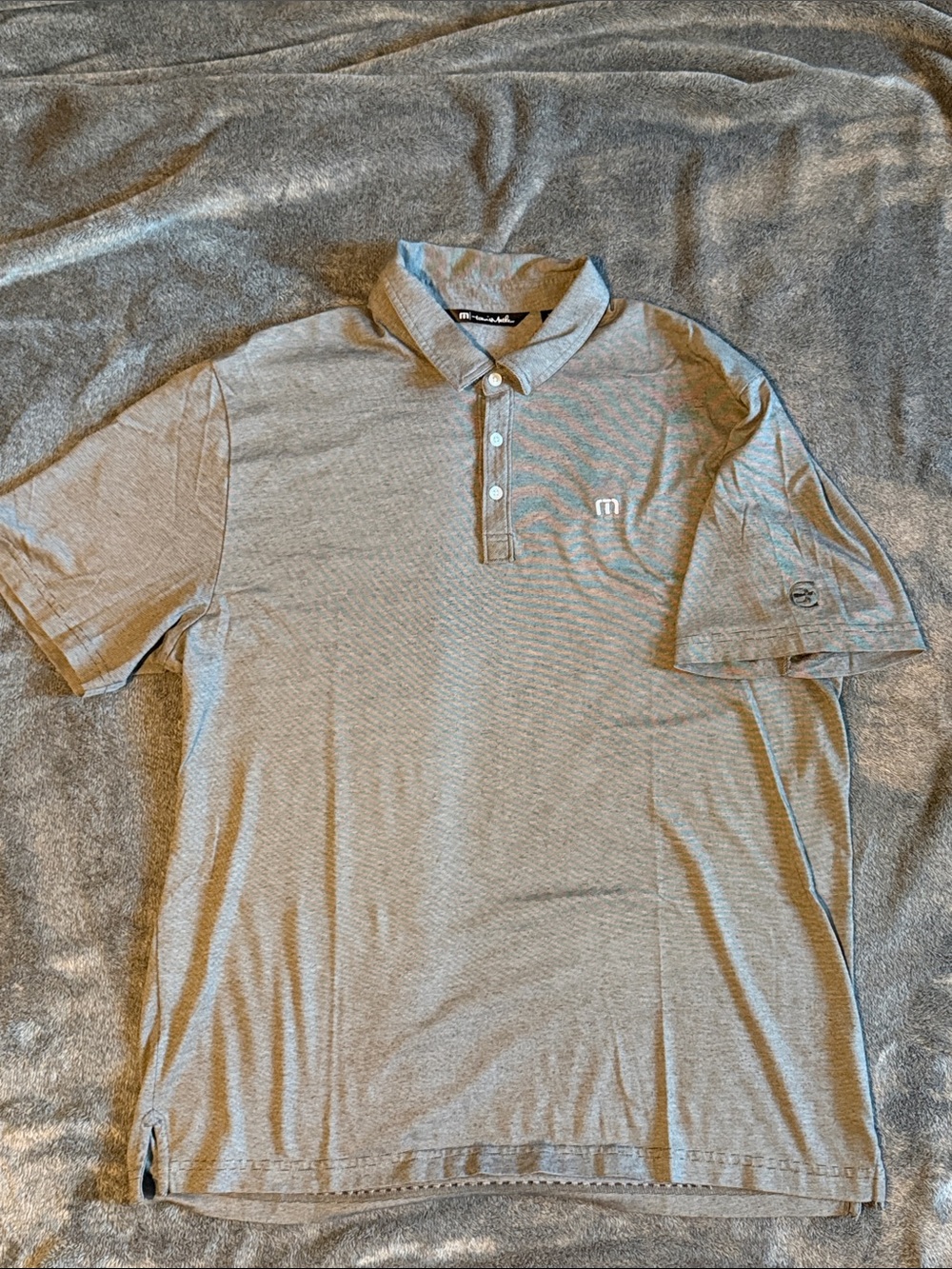 Travis Mathew Light Gray Men’s Polo with Subtle Logo